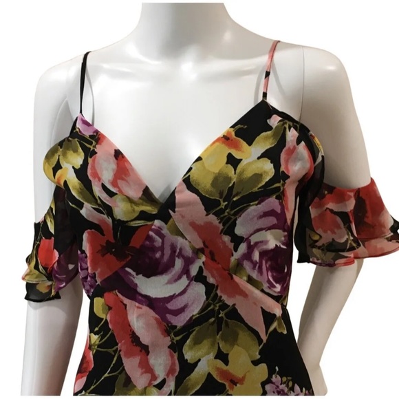 Lulus in love bloom floral hi low maxi dress black size XS - Picture 7 of 7